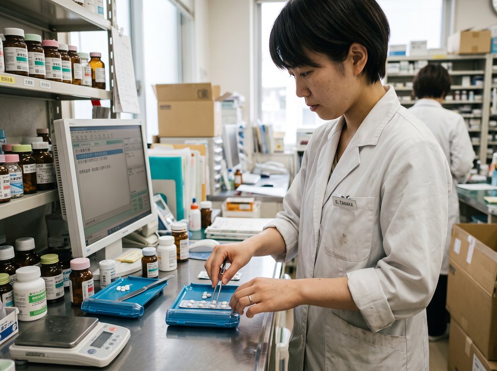 調剤室で調剤を行う薬剤師
